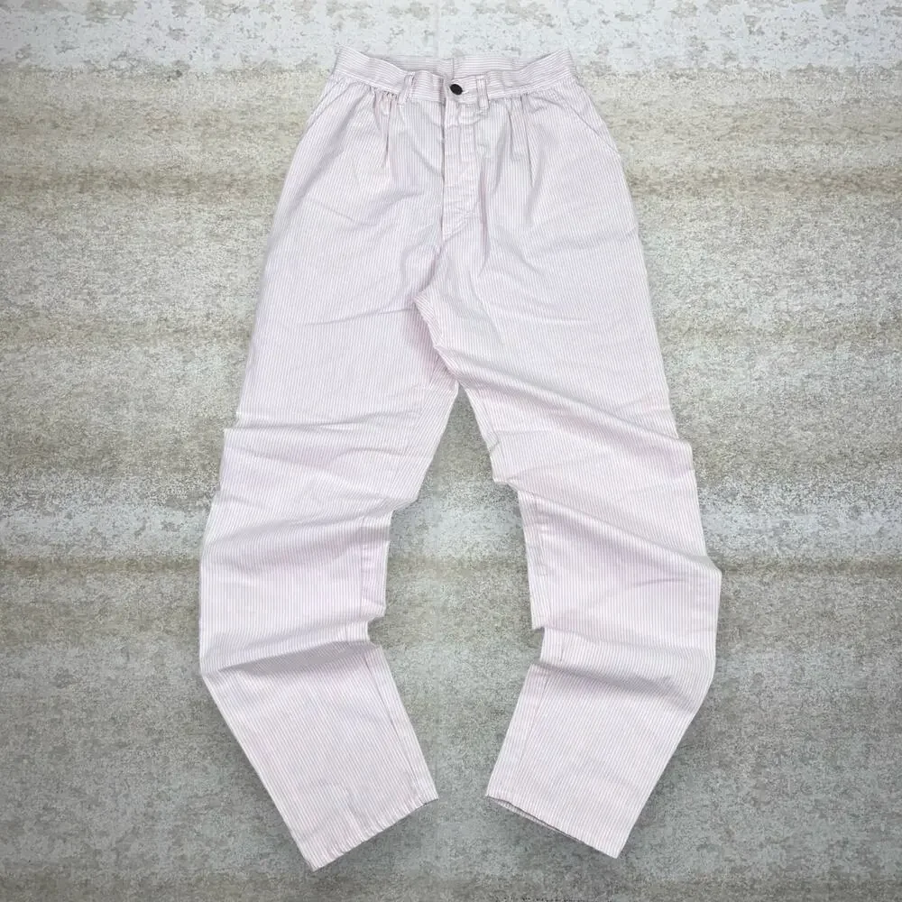Vintage 90s Lee MR Casual Pants Womens 9 Baggy Taper Fit Pink White - Picture 2 of 5